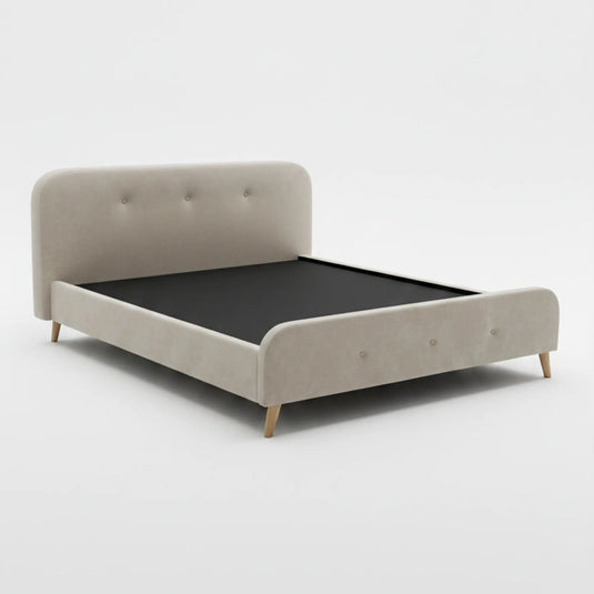 Orvin Bed – Beige Upholstered Bed Frame