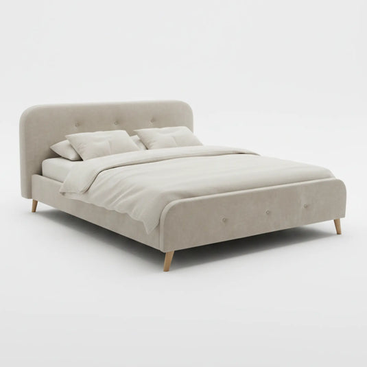 Orvin Bed – Beige Upholstered Bed Frame